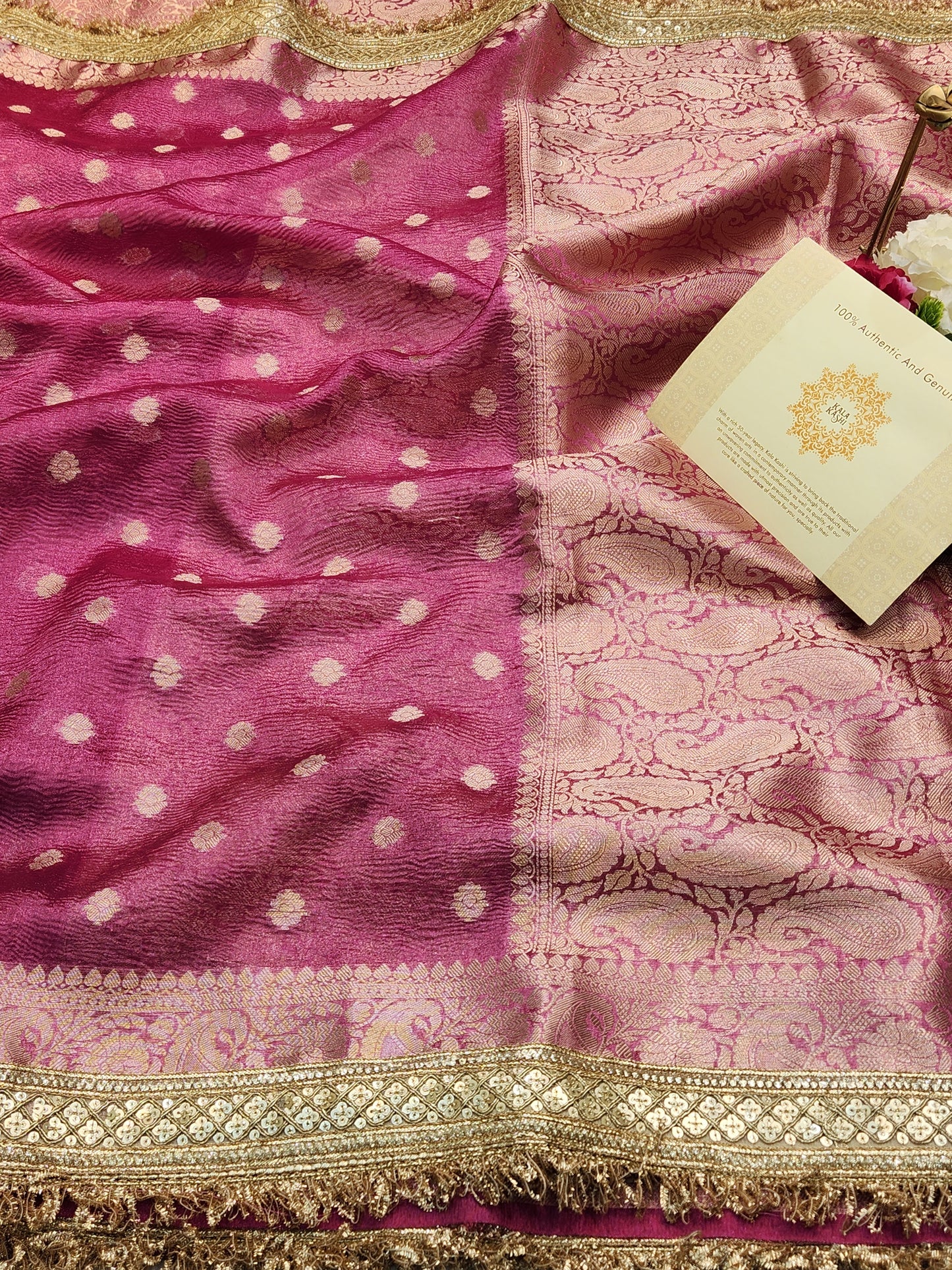 Maharani Collection Tissue silk Pink saree