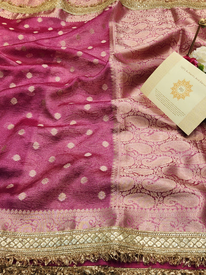 Maharani Collection Tissue silk Pink saree
