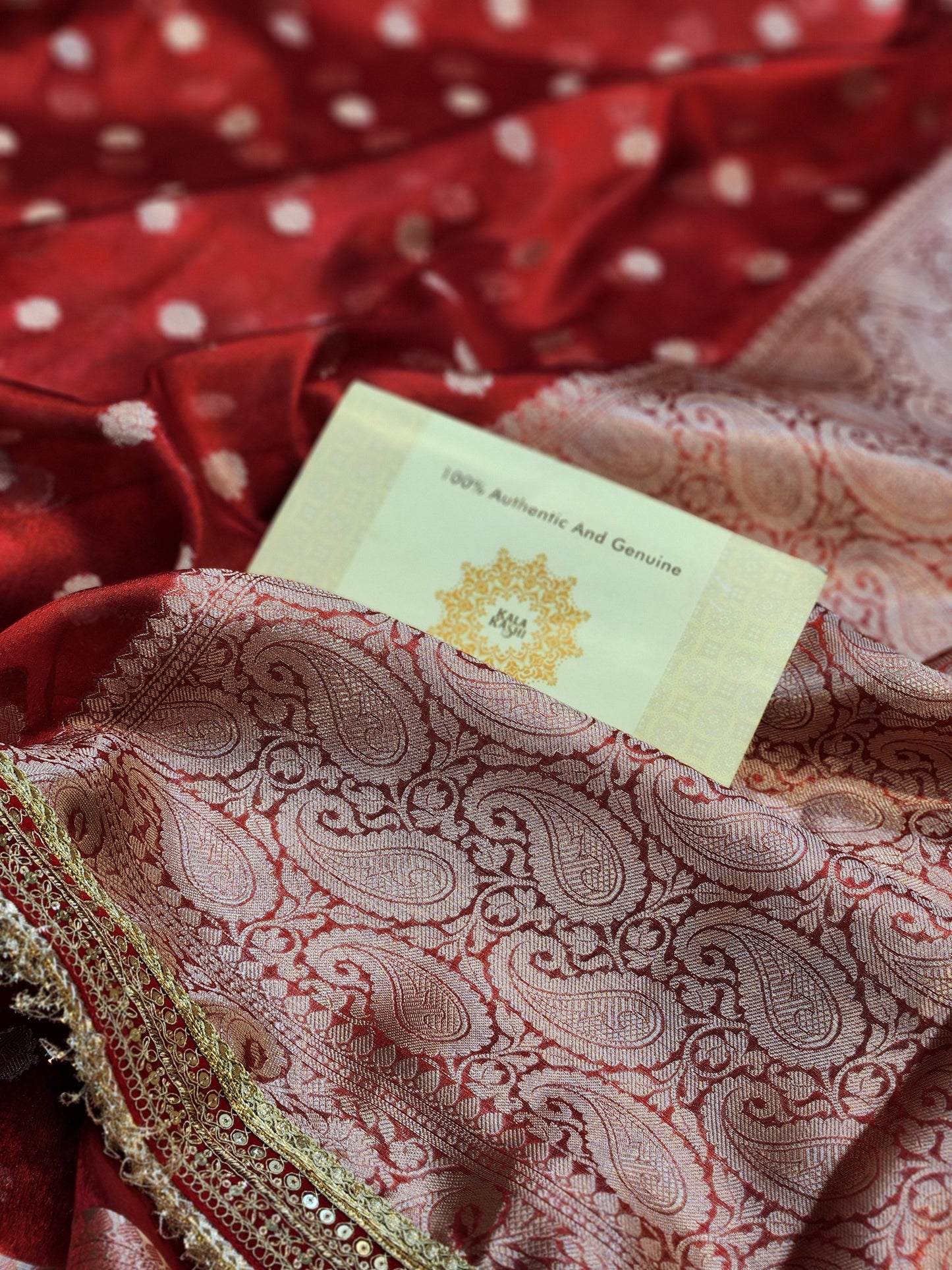 Maharani Collection Tissue silk Red saree