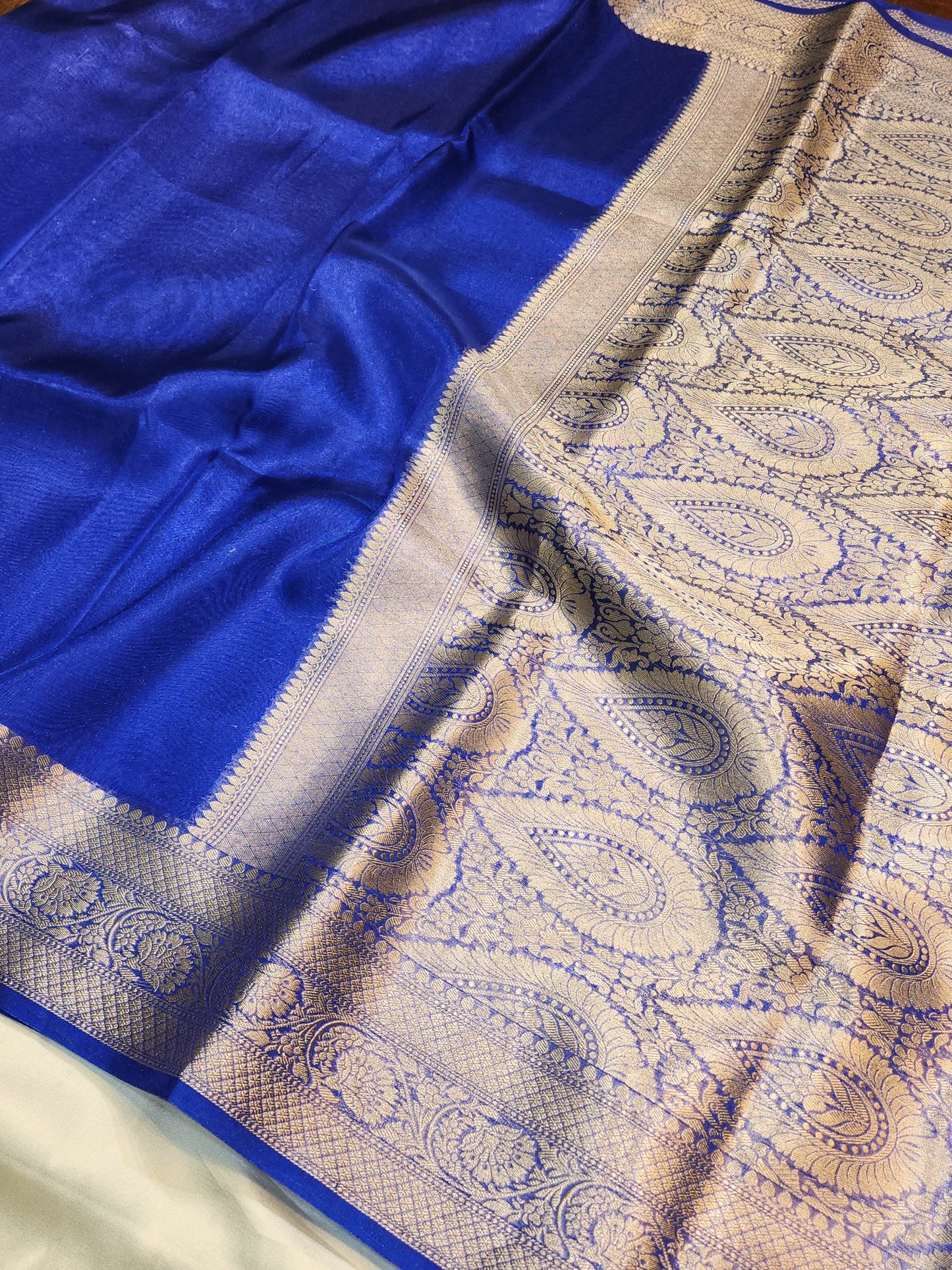 Maharani Collection Royal Blue Tissue silk saree