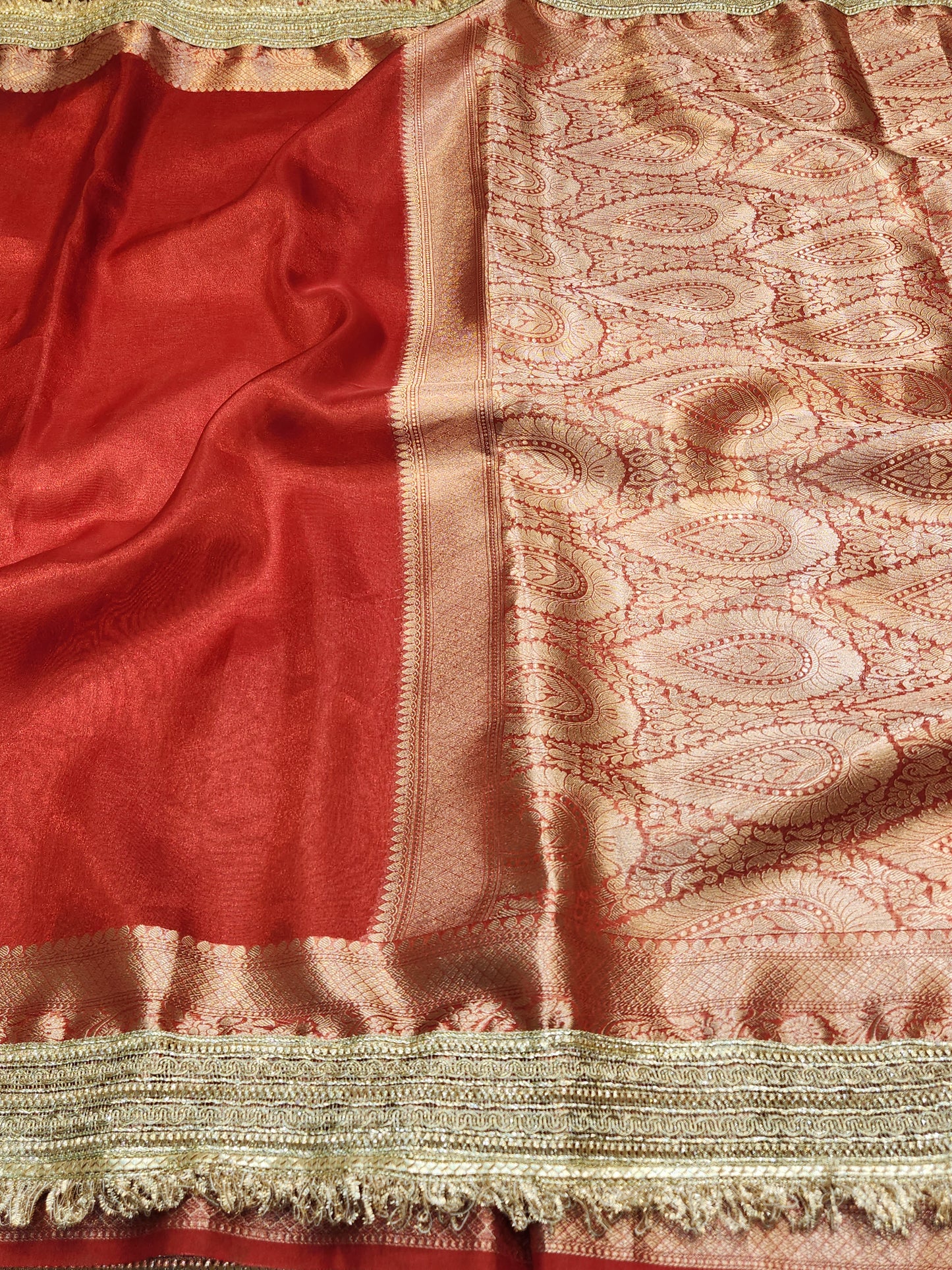 Maharani Collection Red Tissue silk saree