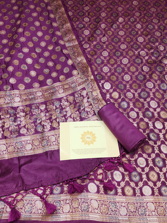Banarasi mulberry silk suit