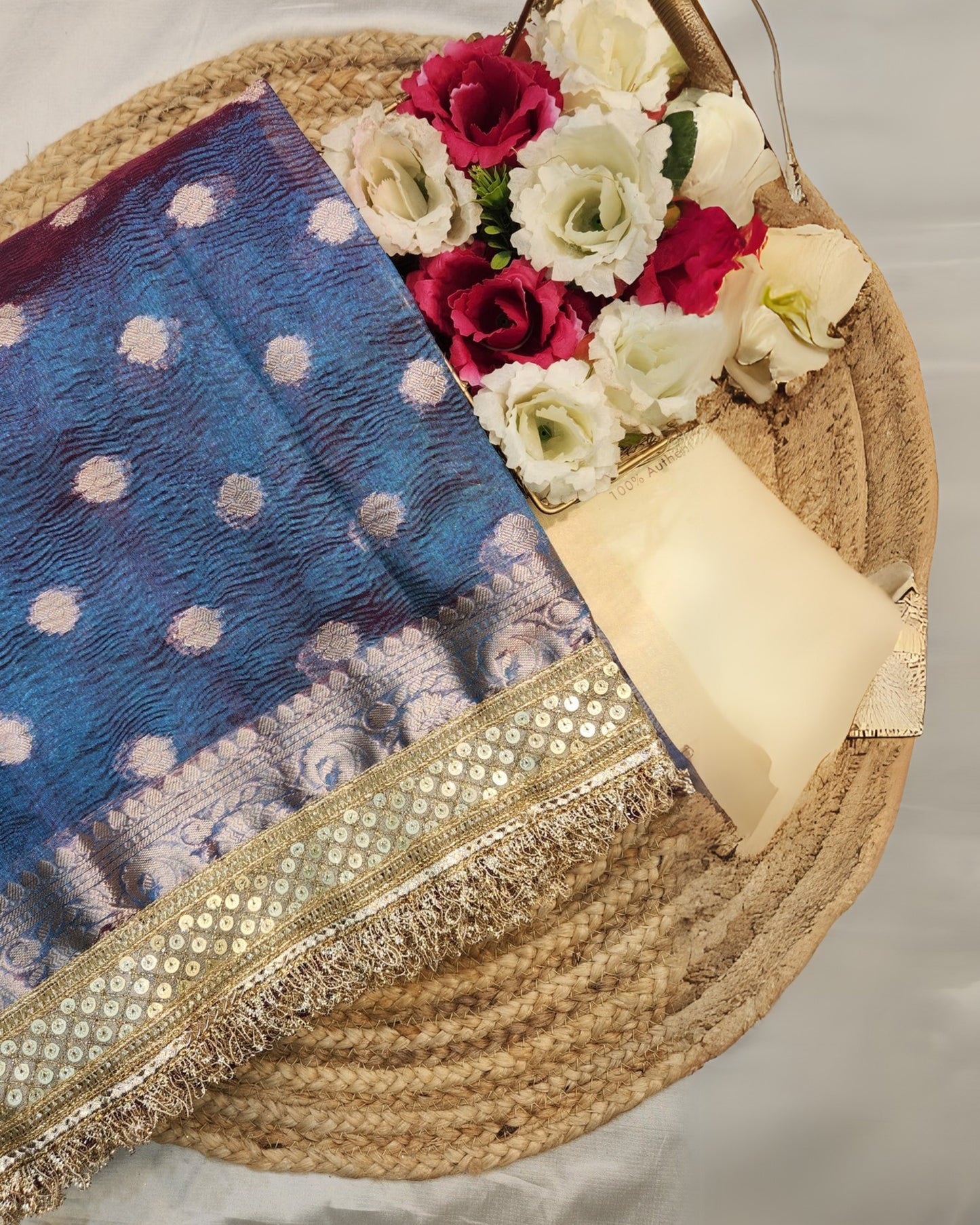 Maharani Collection Dhoop Chao Crushed Tissue silk saree