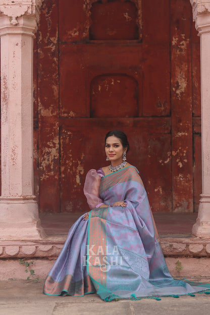 Lavendar Hand Woven Kanjivaram Silk Saree