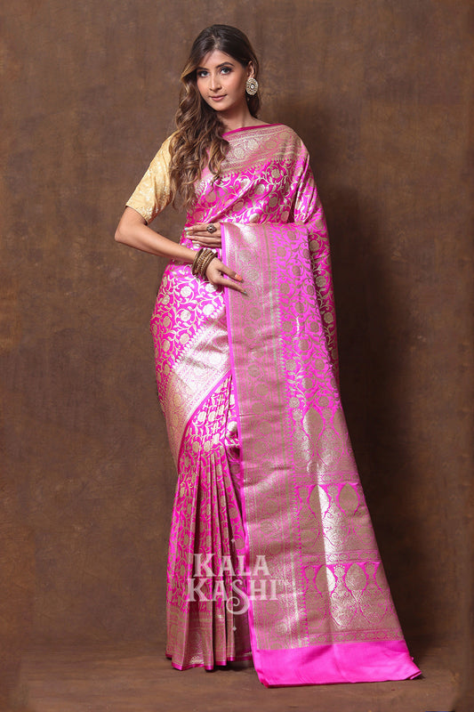 Ultra Pink Hand Woven Katan Silk Saree