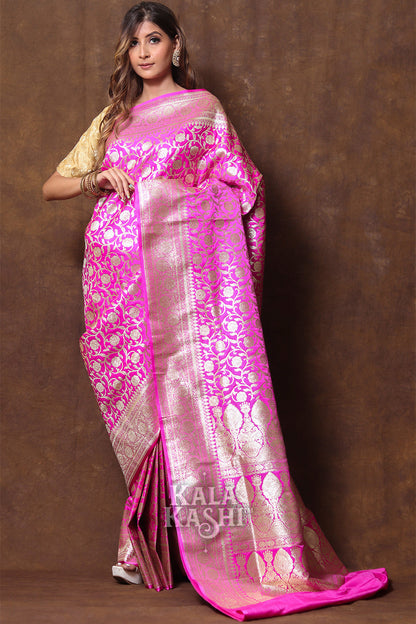 Ultra Pink Hand Woven Katan Silk Saree