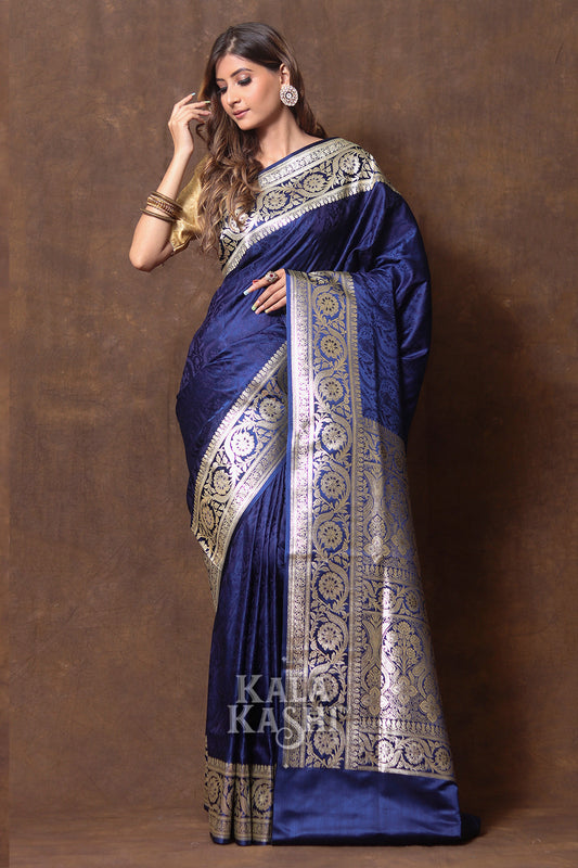 Royal Blue Hand Woven Katan Silk Saree