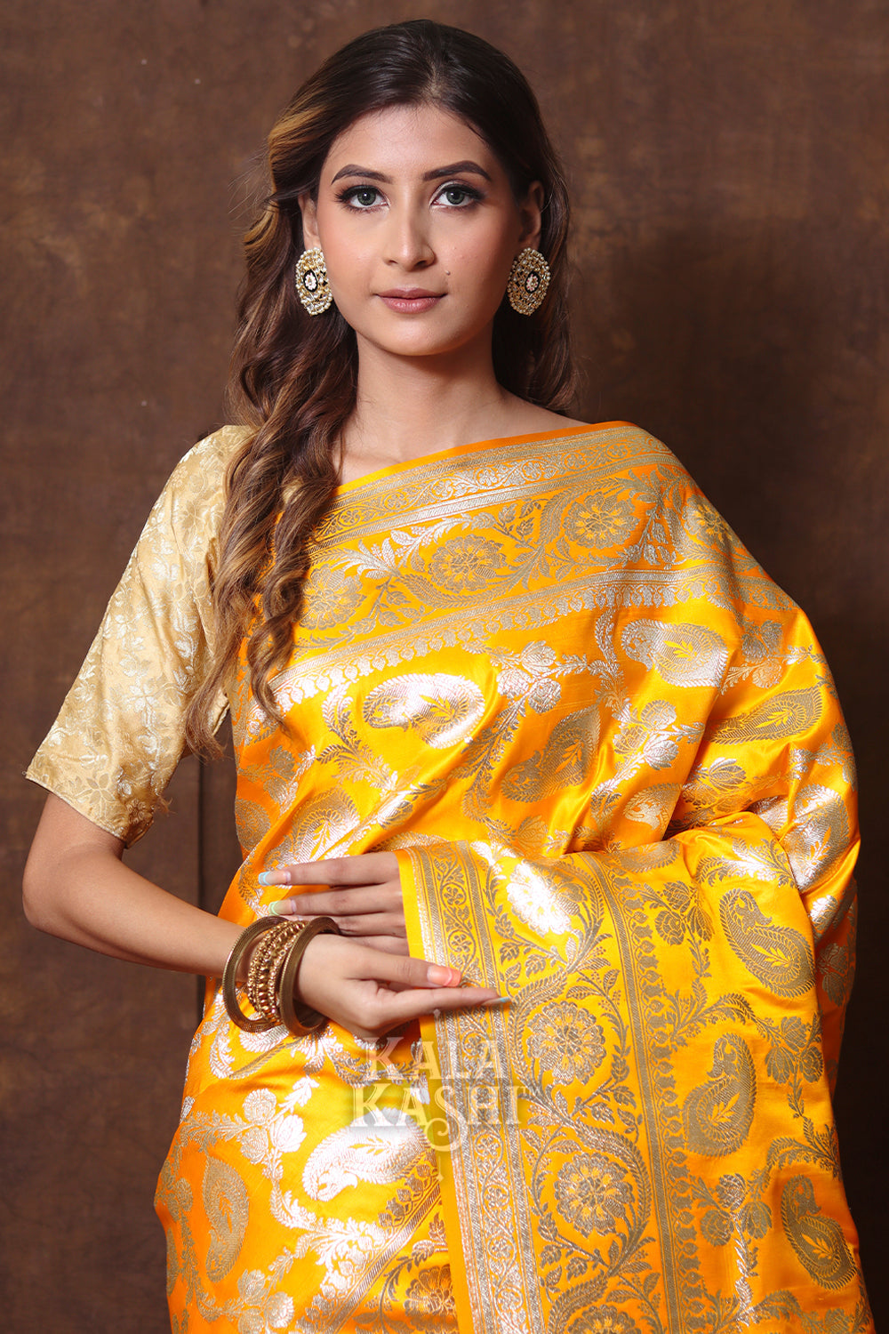 Dandelion Yellow Hand Woven Katan Silk Saree
