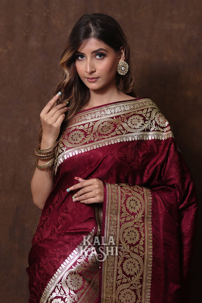 Red Hand Woven Katan Silk Saree