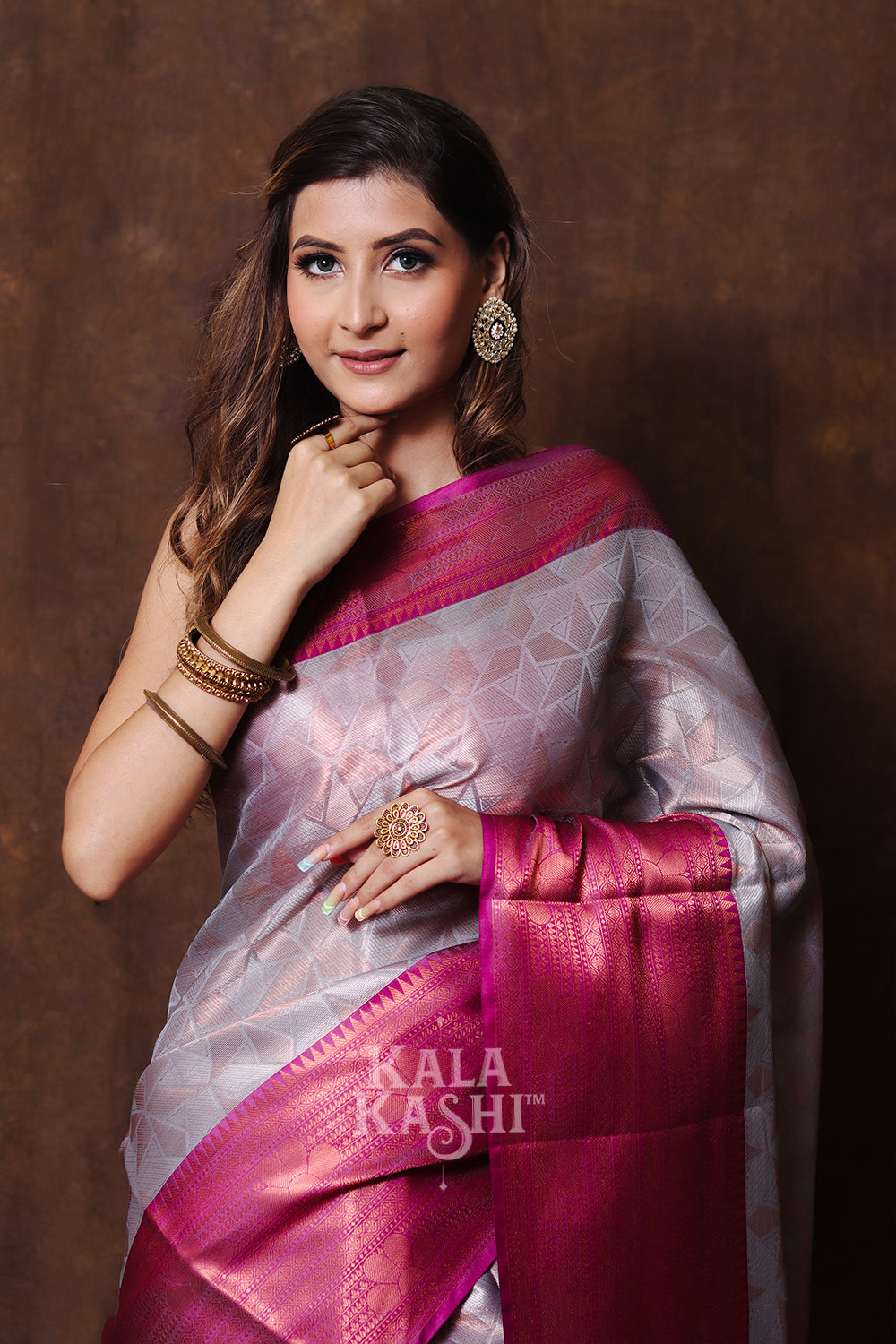 Dark Orchid Hand Woven Kanjivaram Silk Saree