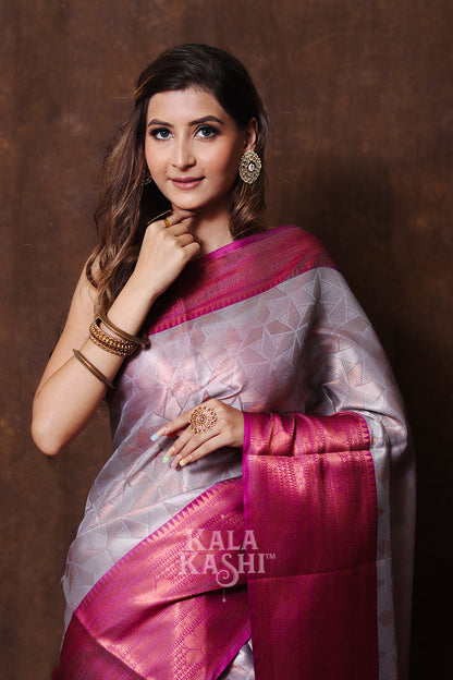 Dark Orchid Hand Woven Kanjivaram Silk Saree