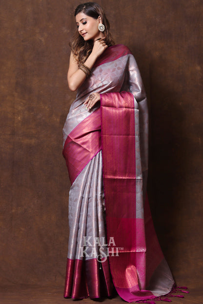 Dark Orchid Hand Woven Kanjivaram Silk Saree