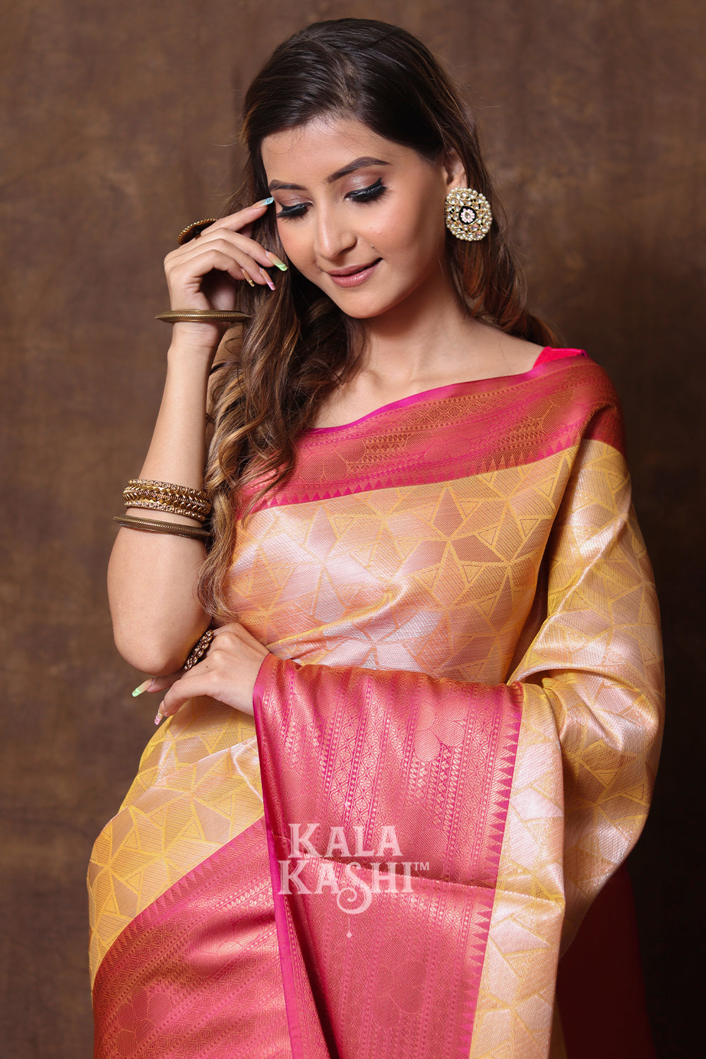 Mud Yellow Hand Woven Kanjivaram Silk Saree