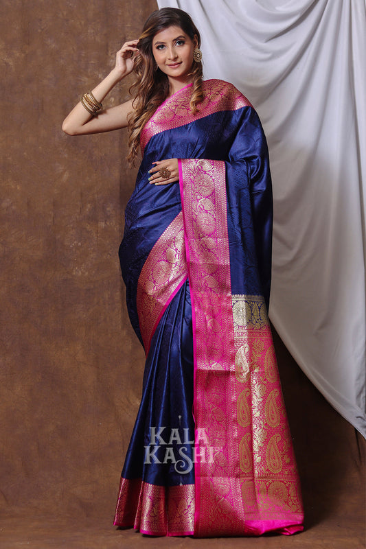 Royal Blue Hand Woven Banarasi Silk Saree