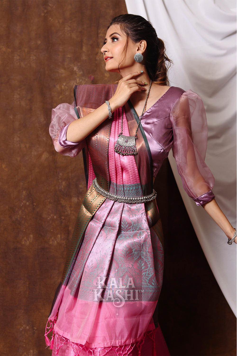 Misty Rose Hand Woven Zari Tanchuyi Saree