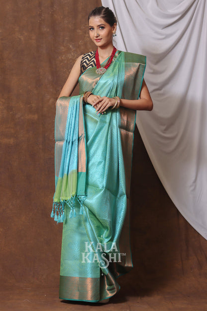 Shiney Green Hand Woven Kanjivaram Silk Saree