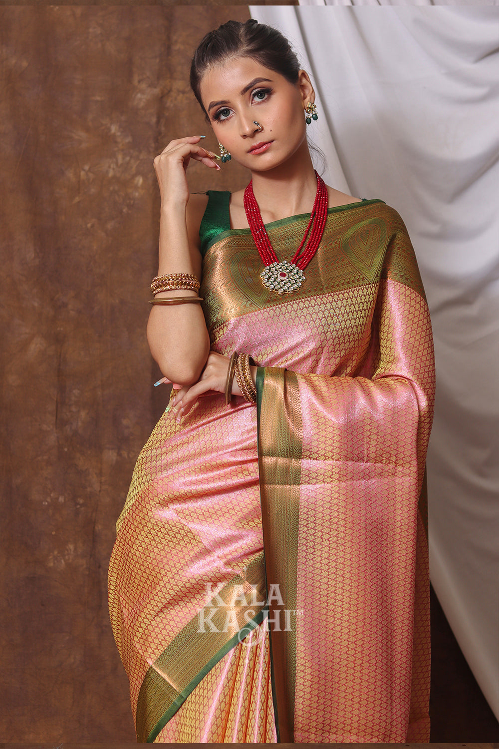 Sandy Brown Hand Woven Zari Tanchuyi Saree