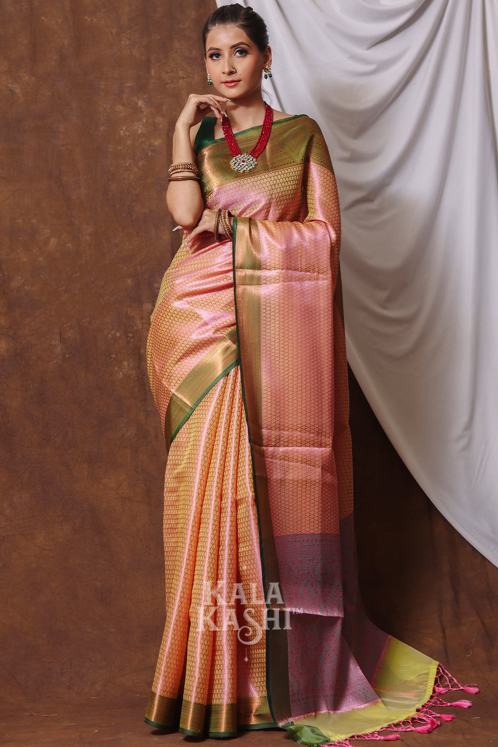 Sandy Brown Hand Woven Zari Tanchuyi Saree