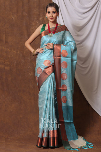 Light Sky Hand Woven Zari Tanchuyi Saree