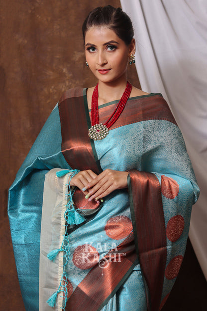 Light Sky Hand Woven Zari Tanchuyi Saree