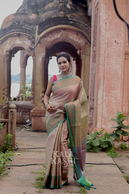 Rosy Brown Hand Woven Kanjivaram Silk Saree