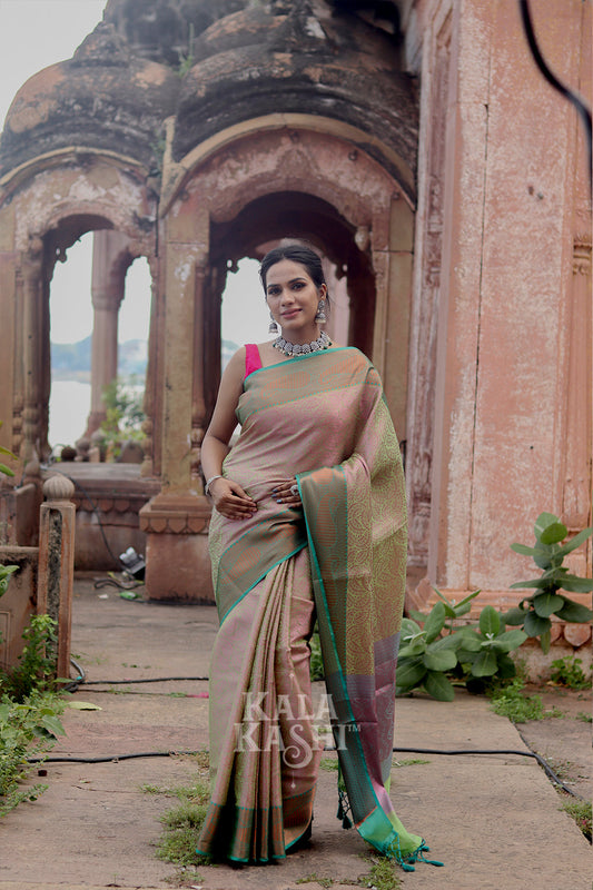 Rosy Brown Hand Woven Kanjivaram Silk Saree