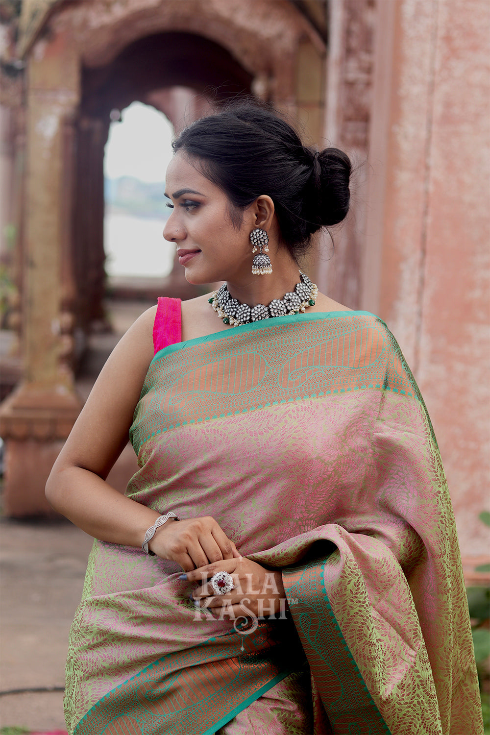 Rosy Brown Hand Woven Kanjivaram Silk Saree