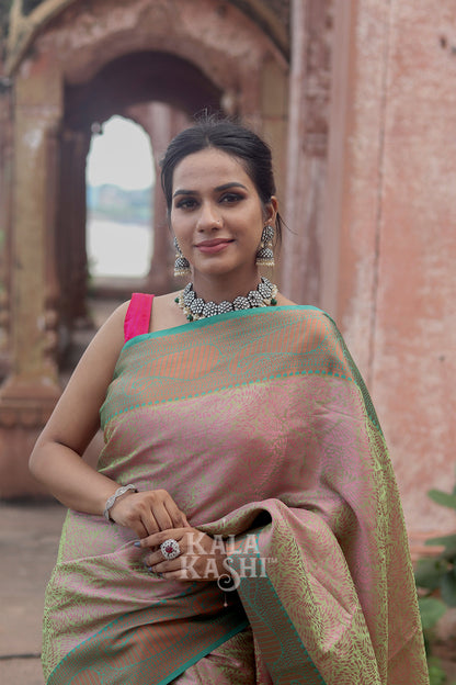Rosy Brown Hand Woven Kanjivaram Silk Saree