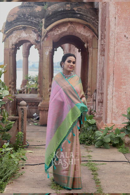 Rosy Brown Hand Woven Kanjivaram Silk Saree