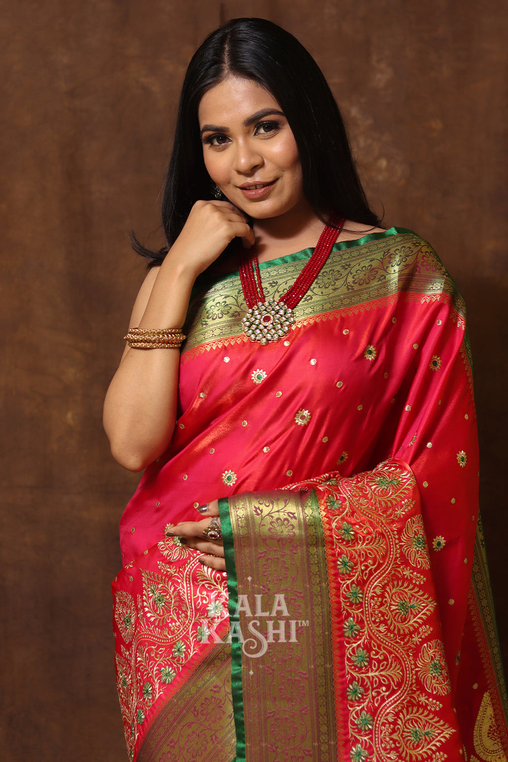 Red Hand Woven Banarasi Satin Silk Saree