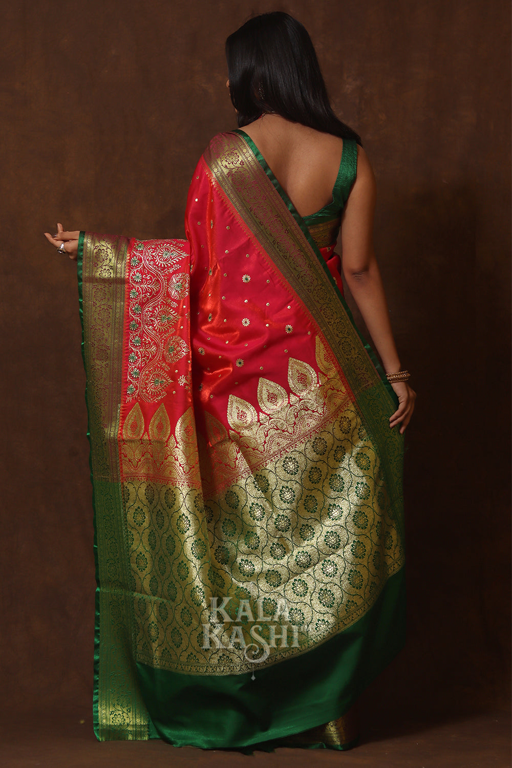Red Hand Woven Banarasi Satin Silk Saree