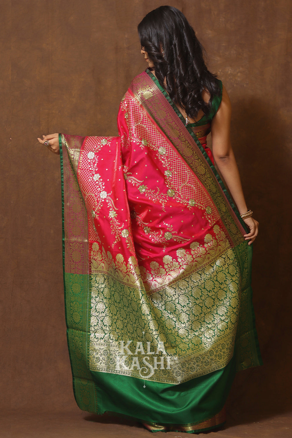 Red Hand Woven Banarasi Satin Silk Saree