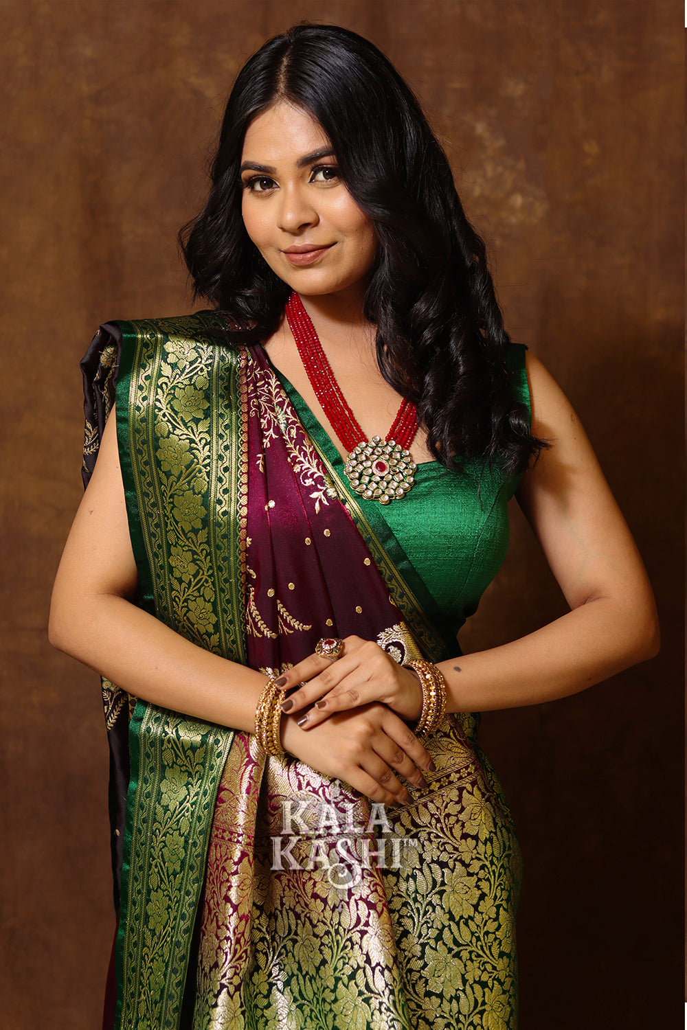 Dark Red Hand Woven Banarasi Satin Silk Saree