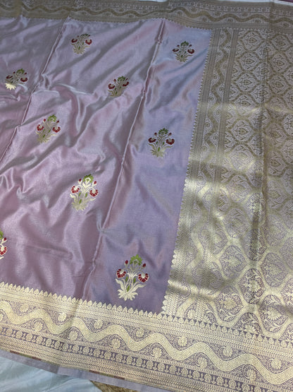 Light Maufe Banarasi Mashru Silk Banarasi Saree With Meena bootas