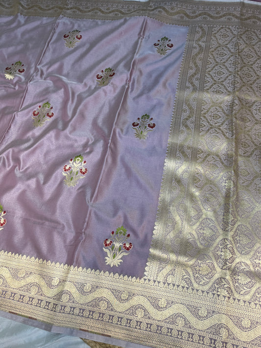 Light Maufe Banarasi Mashru Silk Banarasi Saree With Meena bootas