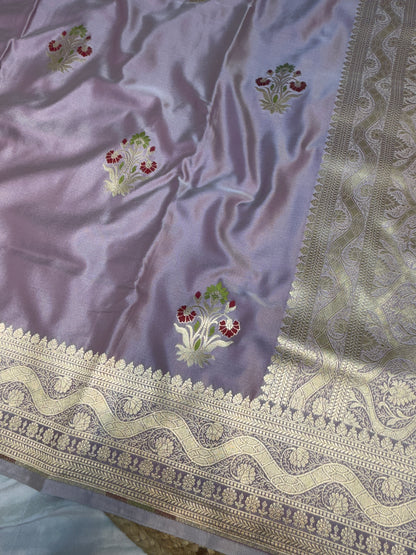 Light Maufe Banarasi Mashru Silk Banarasi Saree With Meena bootas