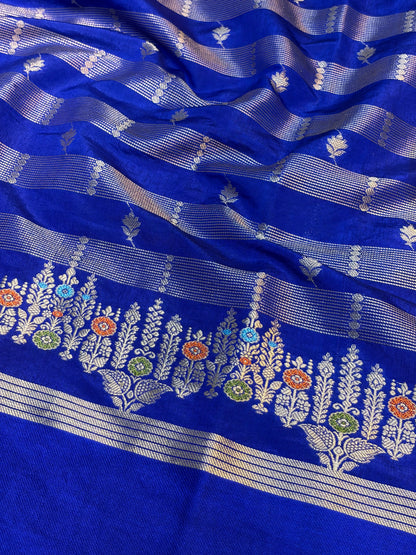 Raw Mango Silk Saree Royal blue color