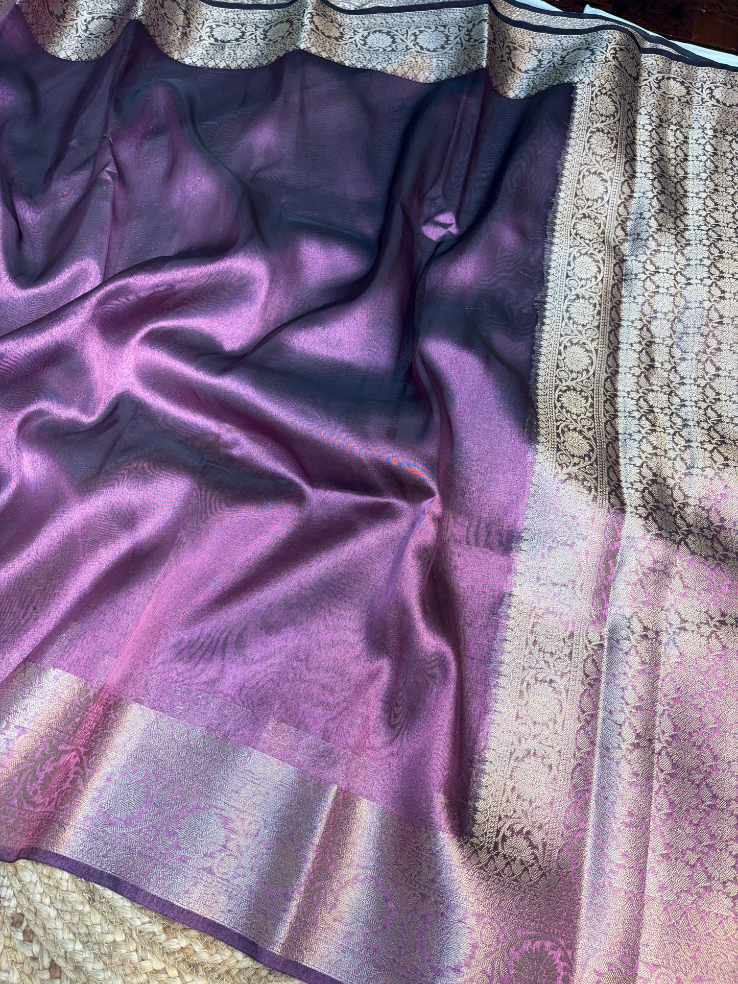 Metallic purple tissue silk saree