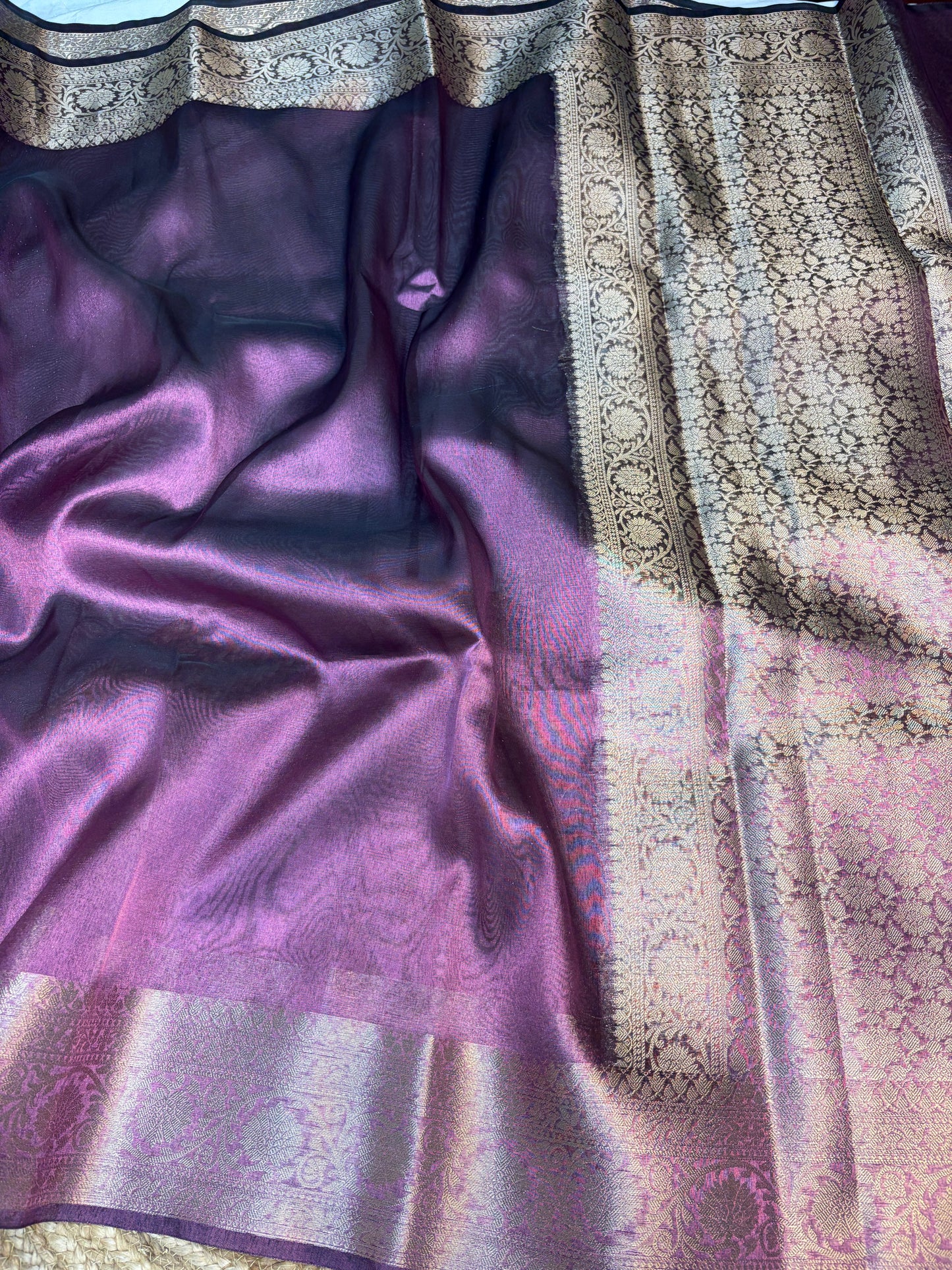 Metallic purple tissue silk saree