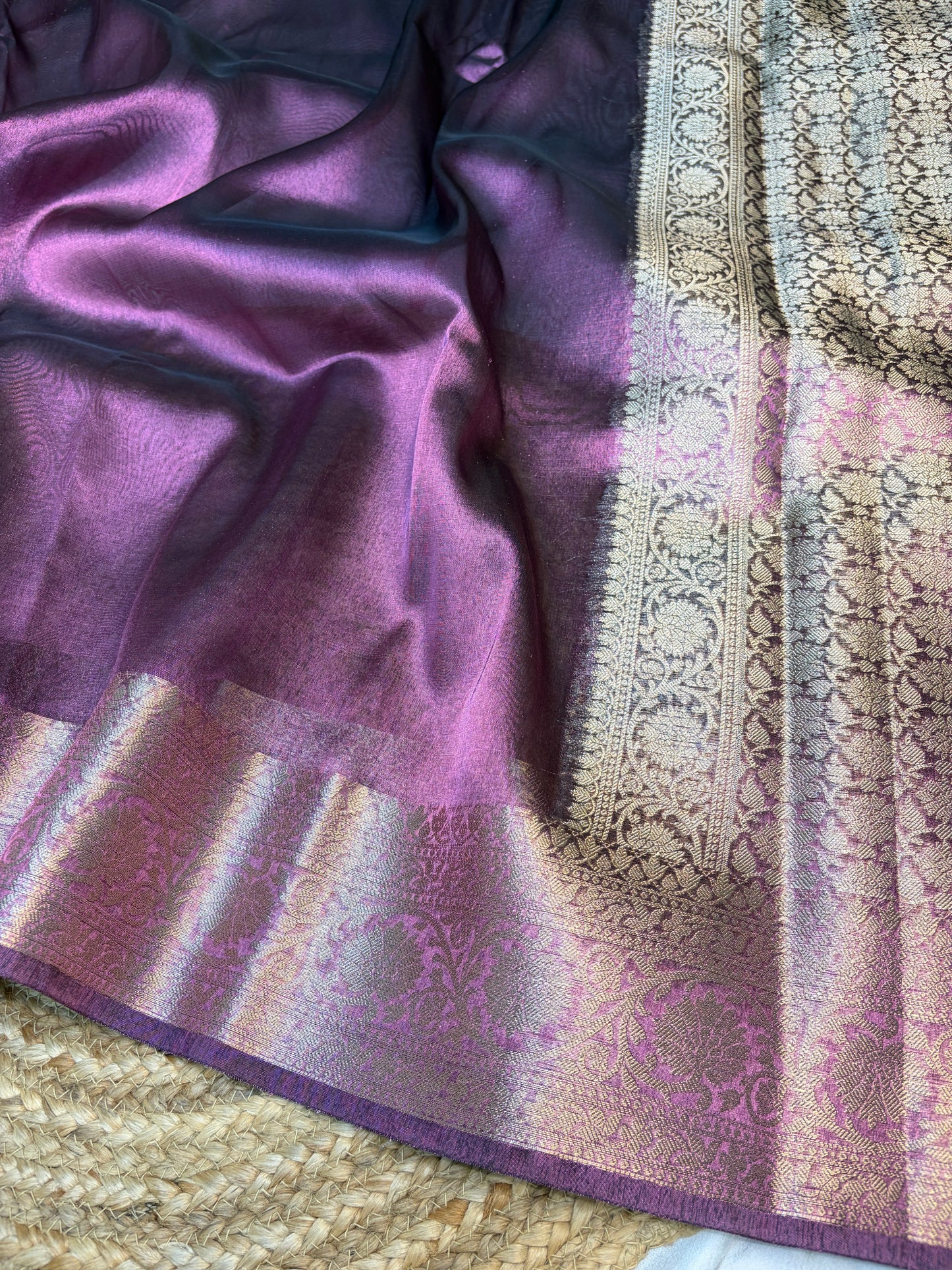 Metallic purple tissue silk saree