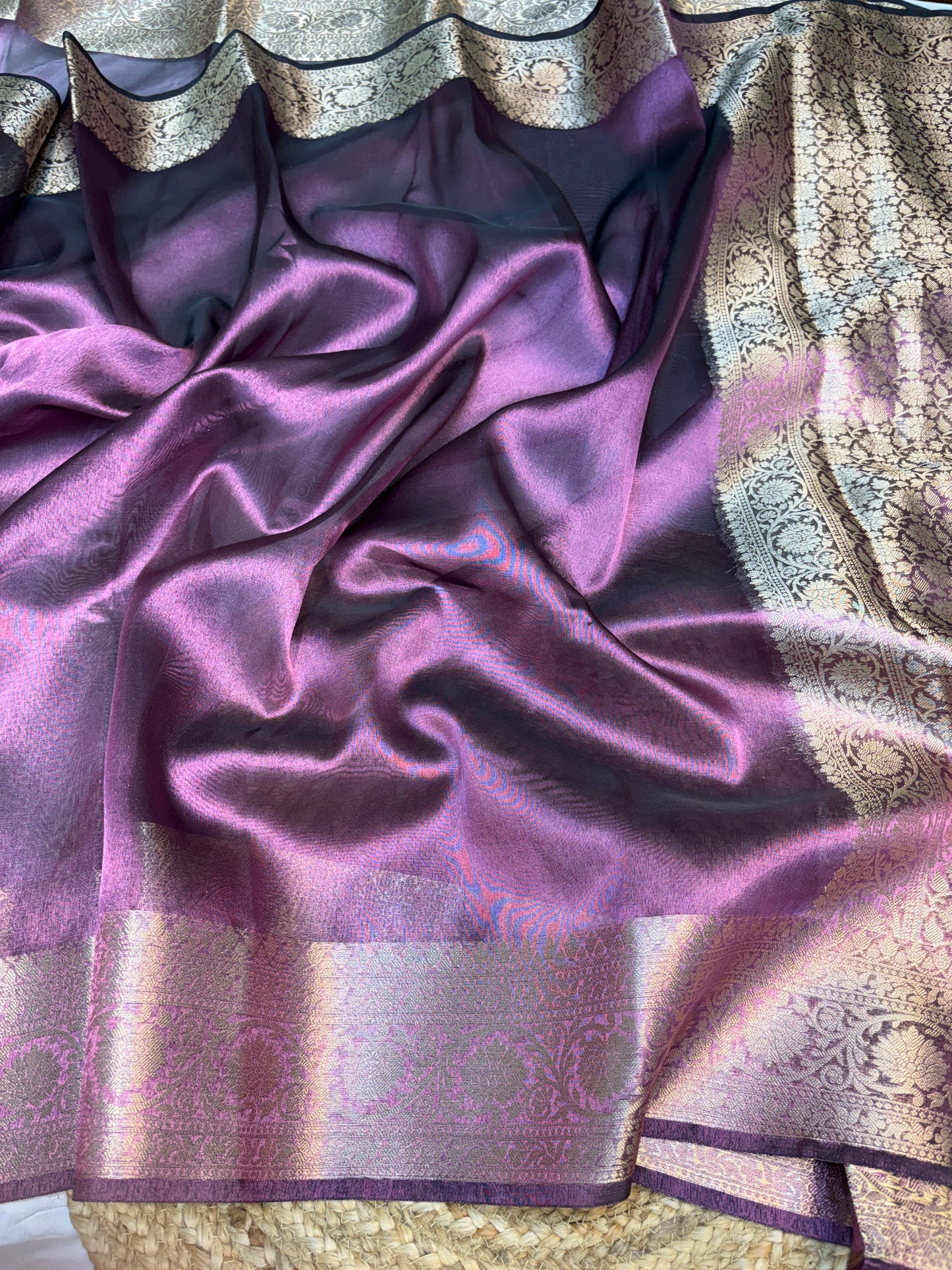 Metallic purple tissue silk saree