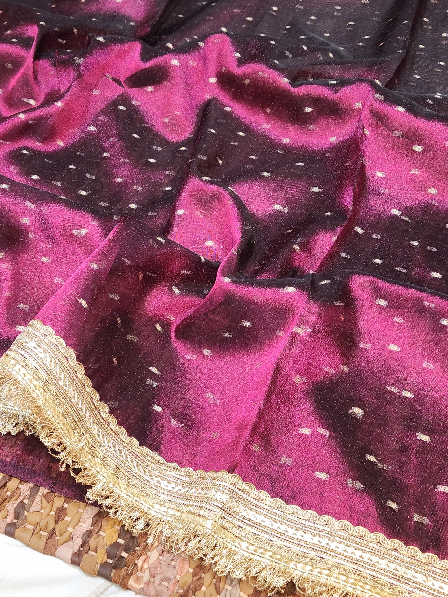 Deep purple tissue silk saree