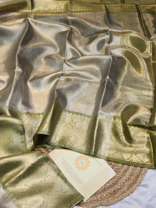 DUAL SHADED CONTRAST TISSUE SILK KANJIVARAM BROCADE SAREE