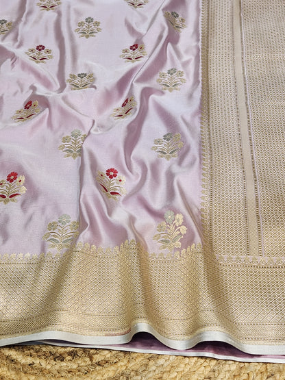 Light Maufe Banarasi Mashru Silk Banarasi Saree With Meena bootas