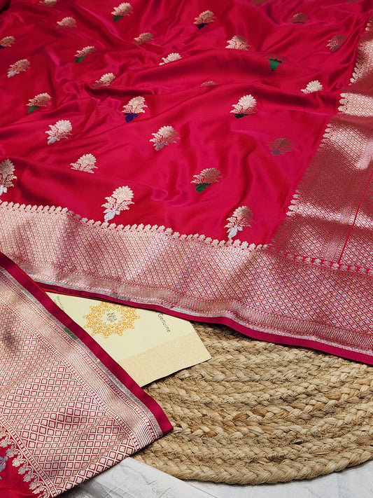 Bridal Rani Mashru Silk Banarasi Saree With Meena bootas