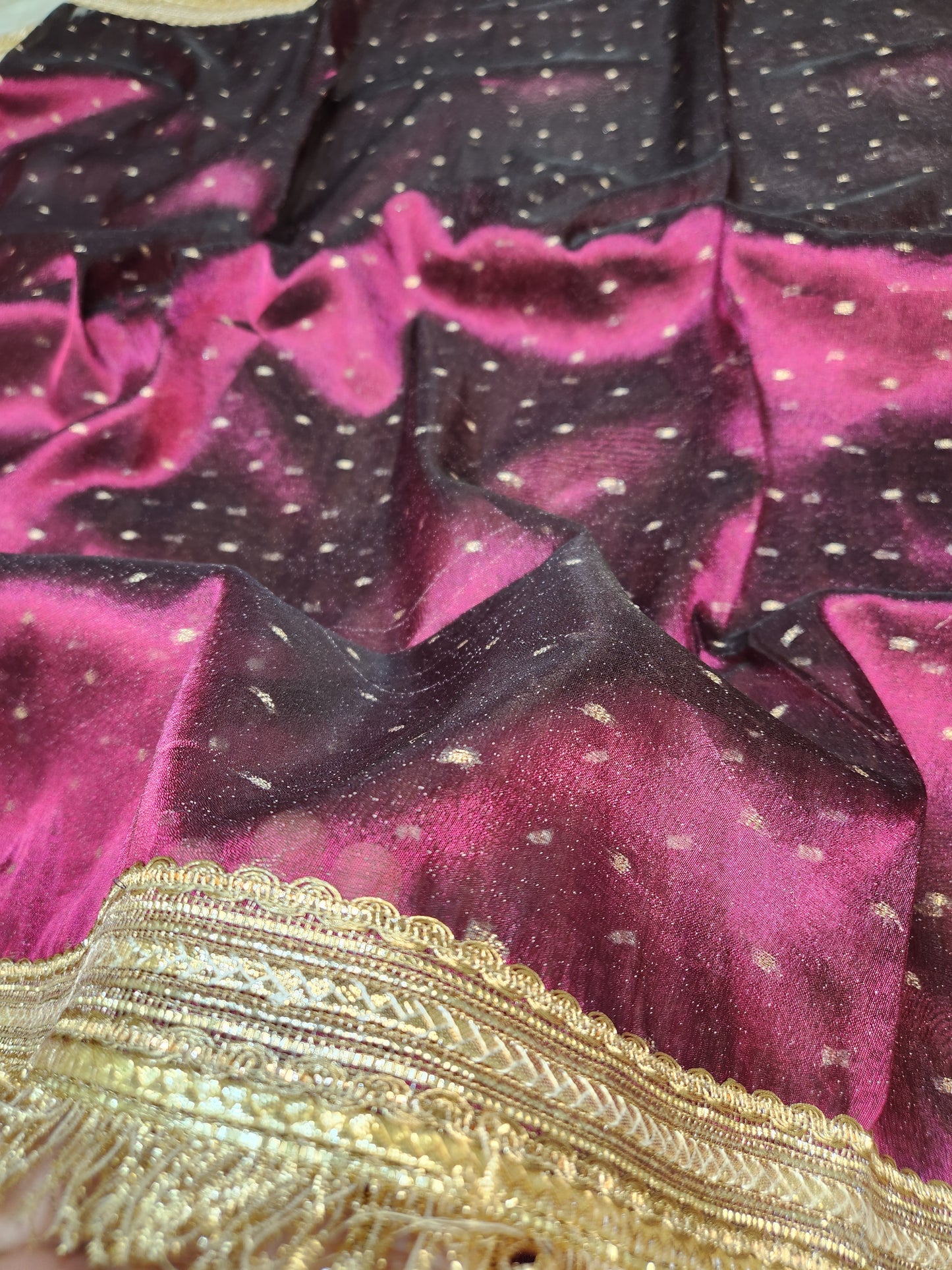Deep purple tissue silk saree