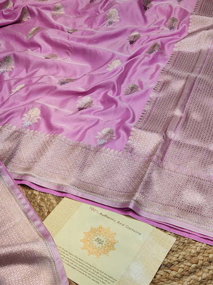 Pink Mashru Silk Banarasi Saree With Meena bootas