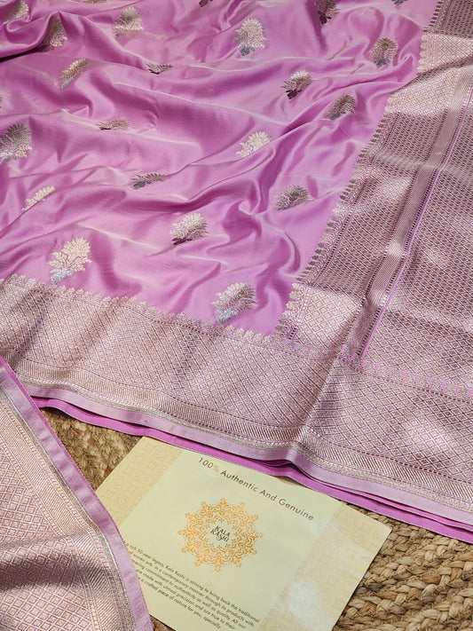 Pink Mashru Silk Banarasi Saree With Meena bootas