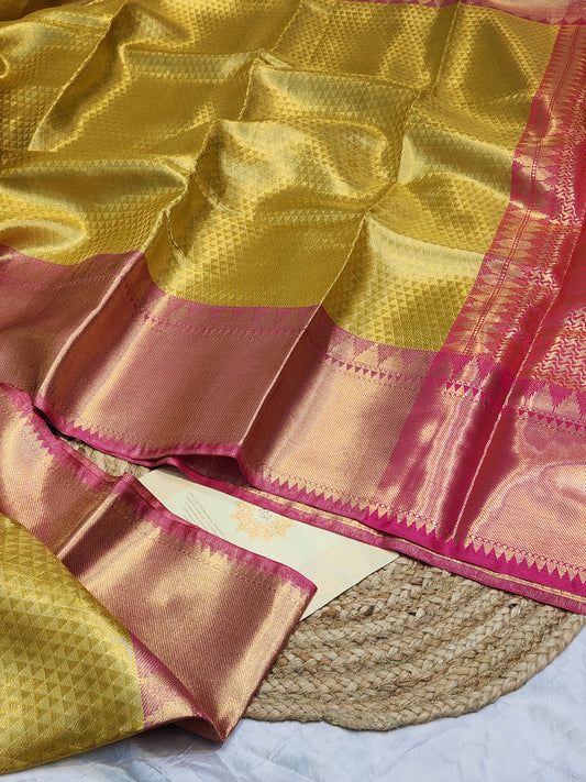 TISSUE SILK DUAL CONTRAST BORDER CELEBRITY INSPIRED BROCADE SAREE