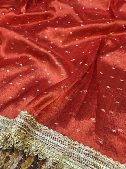 Red tissue silk saree